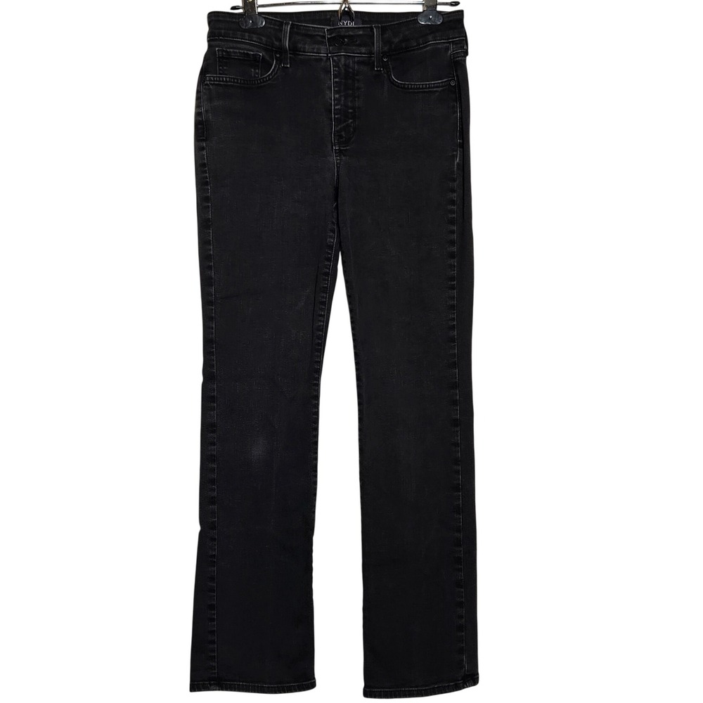NYDJ Women Lift Tuck Marilyn Straight Black Denim Jeans 6P Petite Capsule Casual